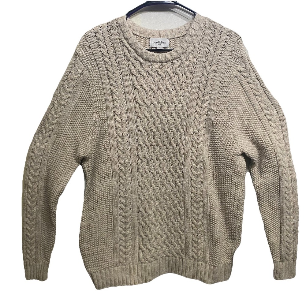 Goodfellow Fisherman Sweater Men Large Cable Knit Cotton